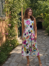 Florie | Floral Print Sleeveless Midi Dress