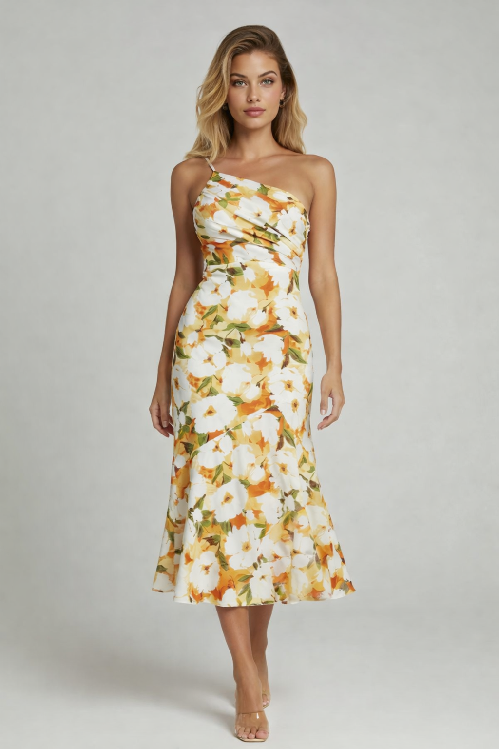 Livia | One-Shoulder Floral Midi Dress