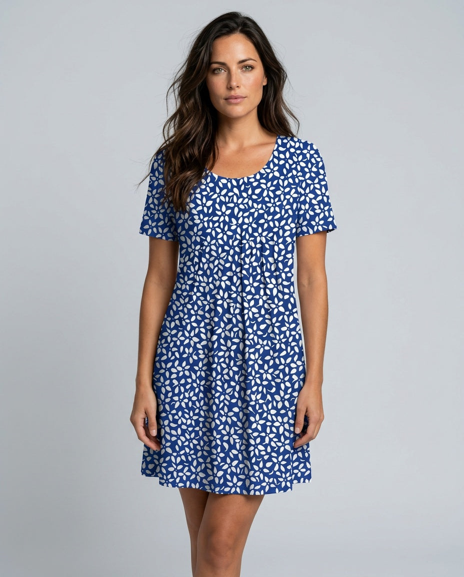 Beatrix | Pleated Floral Short Sleeve Midi Dress