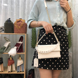 Square Box Women Top-Handle Bag Crocodile Pattern Shoulder Bags Simple Design Handbag Purse Wallet Faux Leather