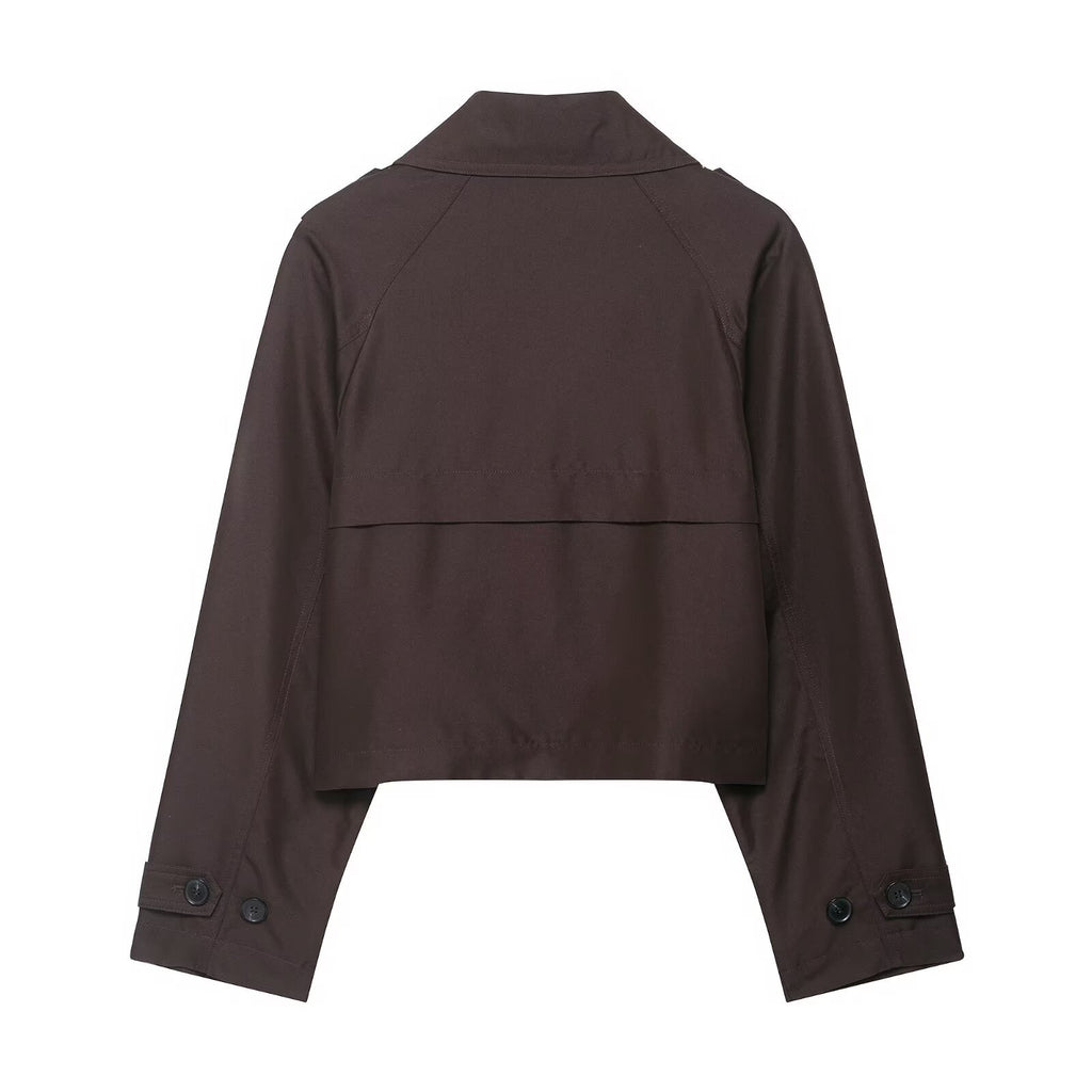 Casual Double-Breasted Short Trench Coat for Women