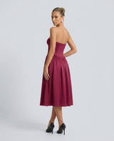 Viveca | Basque Waist Strapless Midi Dress