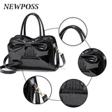Fashion Women Handbags Tassel PU Totes Bag Top-handle Embroidery Bag Shoulder Bag Lady Simple Style Crocodile Pattern