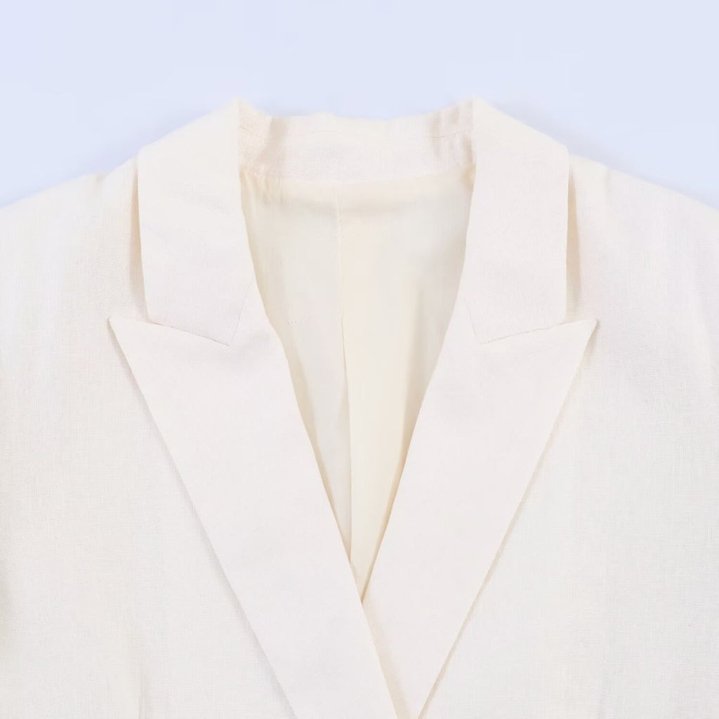 Style Linen Short Sleeve Blazer Jacket for Women