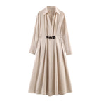 Belted Collared Shirt Dress for Women