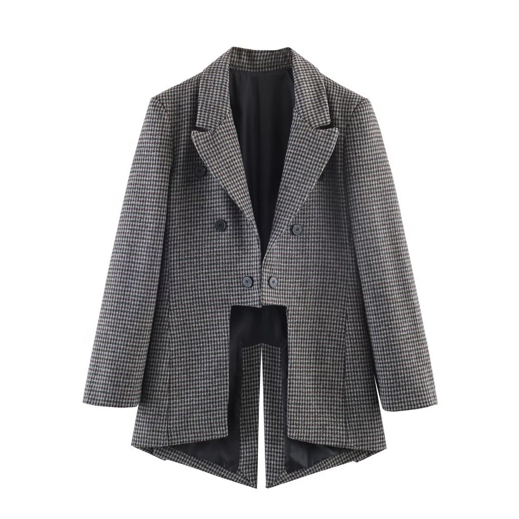 Chic Asymmetrical Plaid Blazer for Women
