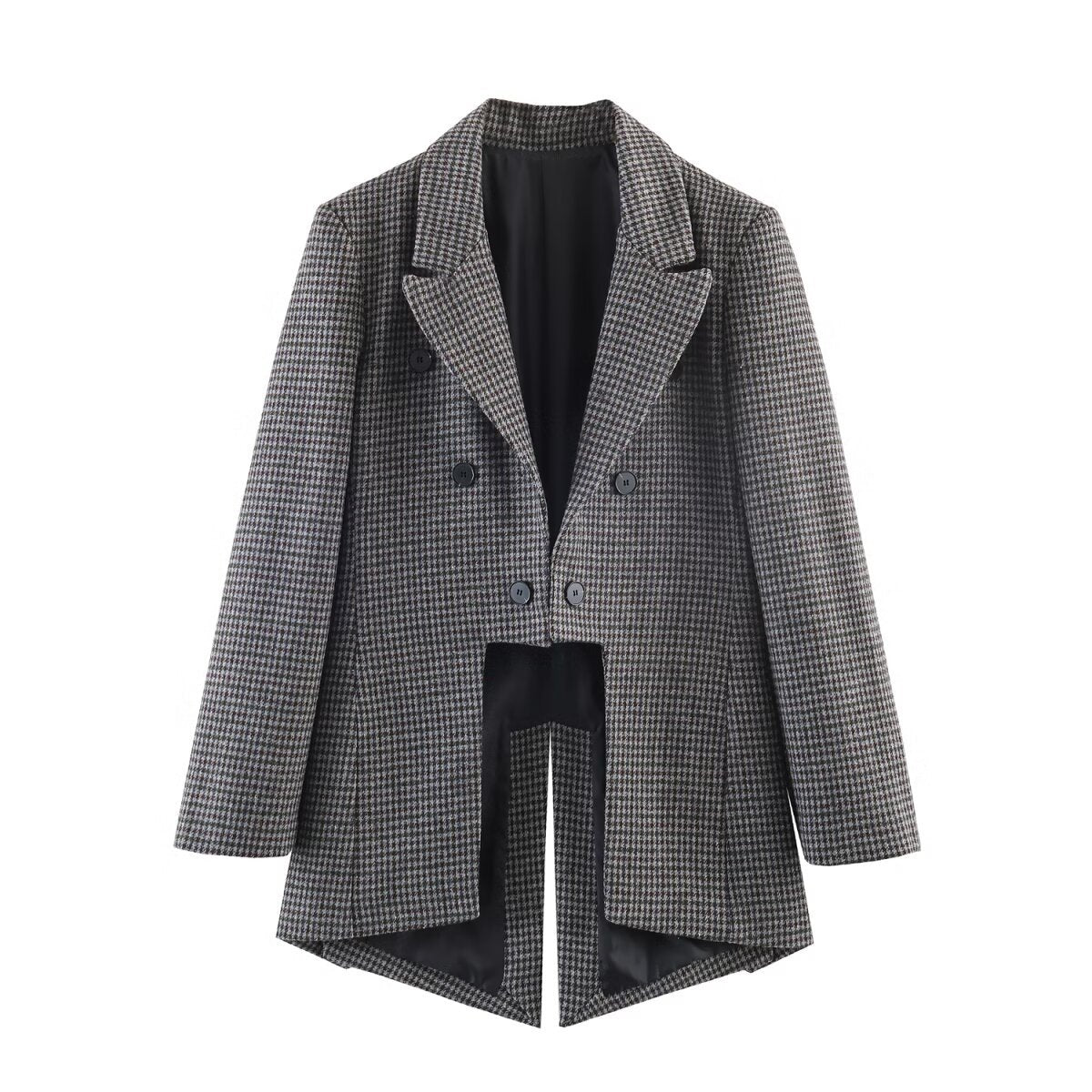 Chic Asymmetrical Plaid Blazer for Women