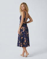 Valentina | Lace-Up Floral Ruched Midi Dress