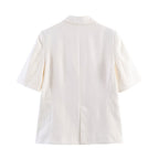 Style Linen Short Sleeve Blazer Jacket for Women