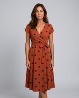 Xenia | Polka Dot Wrap Midi Dress