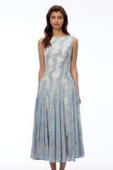Saskia | Colour Block Lace Pleated Midi Dress