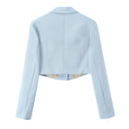 Pure Color Long Sleeve Short Blazer Jacket