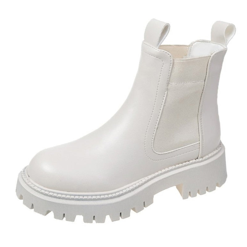 Fashion Women's Chelsea Boots Spring Autumn Waterproof Non-slip Platform Ankle Boots Women Slip on Thick Sole Booties Mujer