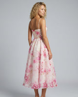 Rosalie | Ruched Floral A-Line Midi Dress