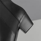 Fashion Splicing Genuine Leather Women Ankle Boots Thick Heels Metal Decoration Office Lady Autumn Winter Chelsea Boots