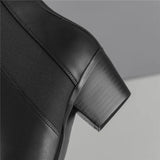 Freya Genuine Leather Thick-Heel Ankle Boots | Women's Office Footwear