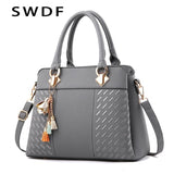 Women Handbags Tassel PU Totes Bag Top-handle Embroidery Crossbody Bag Shoulder Bag Lady Simple Style Hand Bags