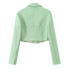 Pure Color Long Sleeve Short Blazer Jacket