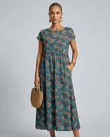 Romy | Floral Print Pocketed Midi Dress