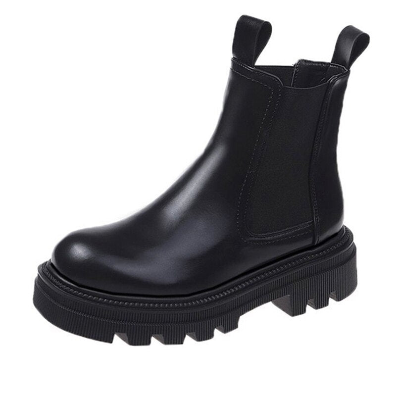 Fashion Women's Chelsea Boots Spring Autumn Waterproof Non-slip Platform Ankle Boots Women Slip on Thick Sole Booties Mujer
