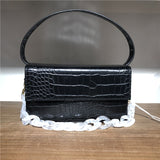 Square Box Women Top-Handle Bag Crocodile Pattern Shoulder Bags Simple Design Handbag Purse Wallet Faux Leather