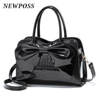 Fashion Women Handbags Tassel PU Leather Totes Bag Top-handle Embroidery Bag Shoulder Bag Lady Simple Style Crocodile Pattern