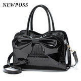 Fashion Women Handbags Tassel PU Totes Bag Top-handle Embroidery Bag Shoulder Bag Lady Simple Style Crocodile Pattern