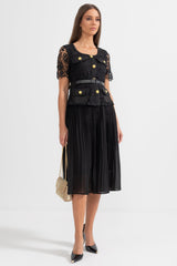 Amara | Lace Top Flared Midi Dress