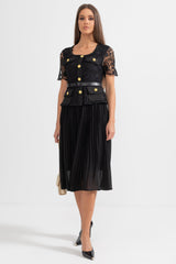 Amara | Lace Top Flared Midi Dress
