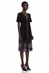 Vivienne | Ruffled Lace-Trim Midi Dress