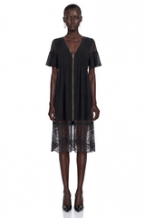 Vivienne | Ruffled Lace-Trim Midi Dress