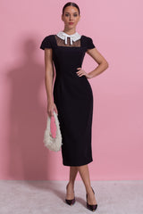 Pia | Cap Sleeve Lace Collar Midi Dress