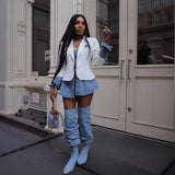 Fashion Casual Women's Patchwork Denim Blazer Coat