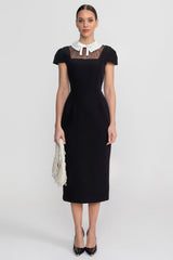 Pia | Cap Sleeve Lace Collar Midi Dress