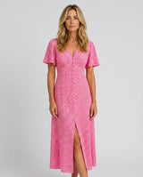 Fern | Floral Print V-Neck Midi Dress