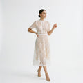 Ada | Lace-Trim Wedding Guest Midi Dress