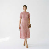Ada | Lace-Trim Wedding Guest Midi Dress