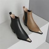 Freya Genuine Leather Thick-Heel Ankle Boots | Women's Office Footwear