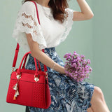Women Handbags Tassel PU Totes Bag Top-handle Embroidery Crossbody Bag Shoulder Bag Lady Simple Style Hand Bags