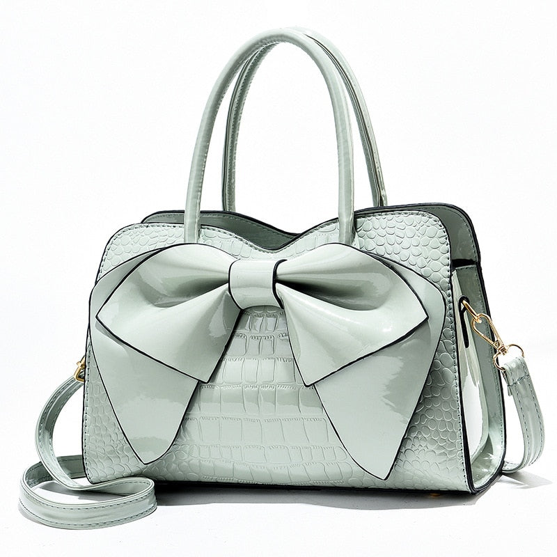 Fashion Women Handbags Tassel PU Totes Bag Top-handle Embroidery Bag Shoulder Bag Lady Simple Style Crocodile Pattern