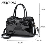 Fashion Women Handbags Tassel PU Totes Bag Top-handle Embroidery Bag Shoulder Bag Lady Simple Style Crocodile Pattern