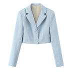 Pure Color Long Sleeve Short Blazer Jacket