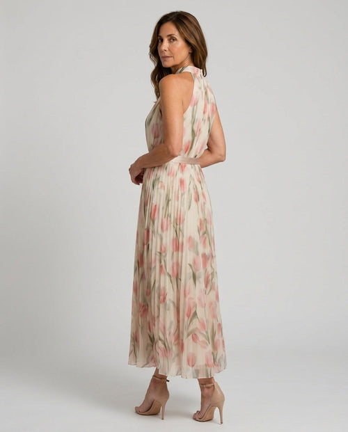 Aurelle | Halter Neck Floral Midi Dress