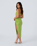 Bianca | Spaghetti Strap Backless Midi Dress