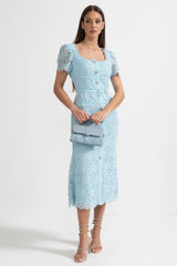 Fleur | Lace Button-Front Midi Dress