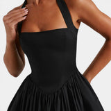 Ruby | Halter Neck Corset Backless Fit & Flare Midi Dress
