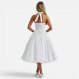 Ruby | Halter Neck Corset Backless Fit & Flare Midi Dress