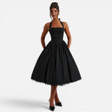 Ruby | Halter Neck Corset Backless Fit & Flare Midi Dress