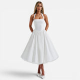 Ruby | Halter Neck Corset Backless Fit & Flare Midi Dress