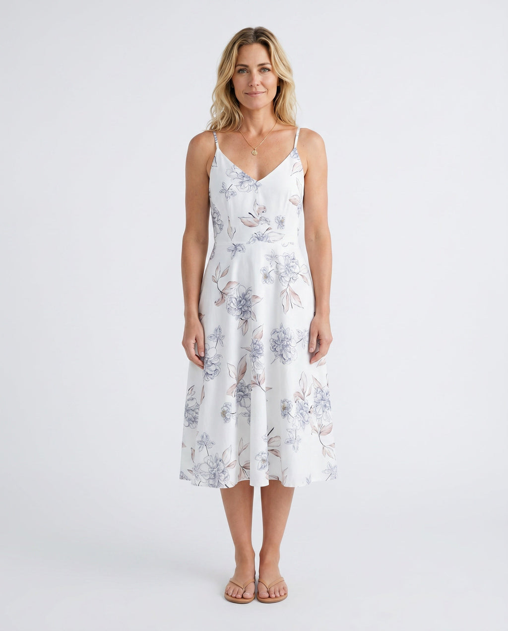 Xenia | Spaghetti Strap Floral Midi Dress